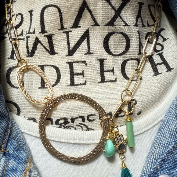 Alquimia Gold and Green Artisanal Necklace amazonite - Picture 2 of 2